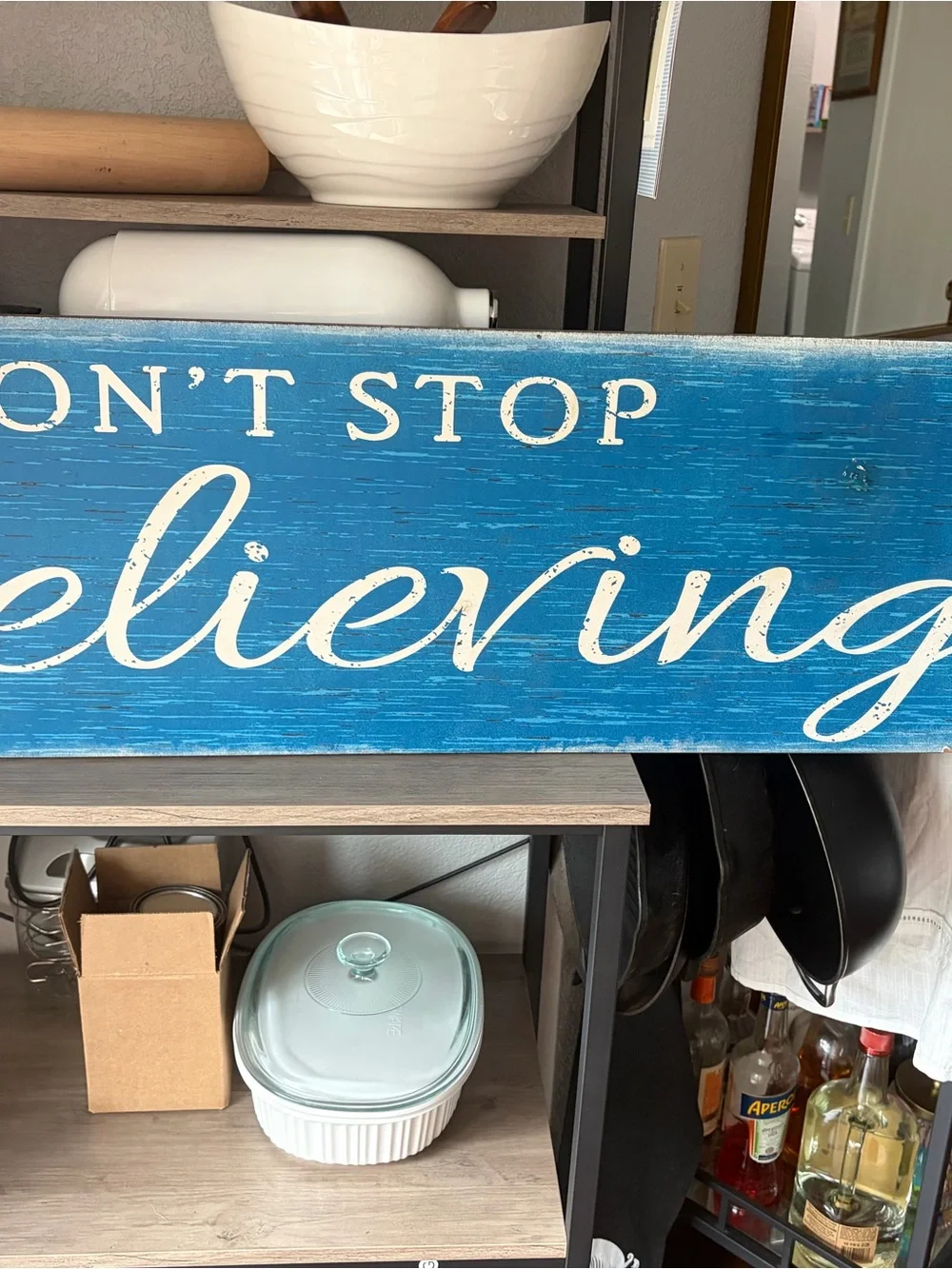 Don't Stop Believin' Blue Wall Sign by
